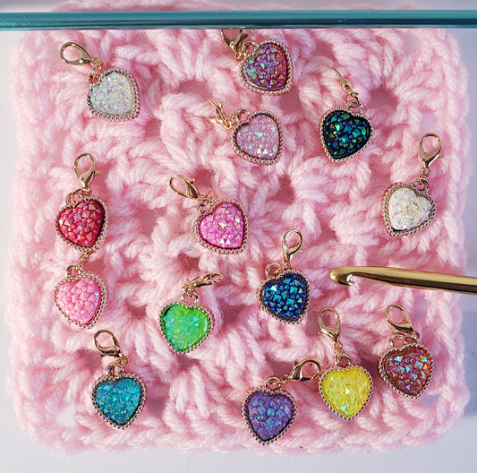 Heart Beads Stitch Markers