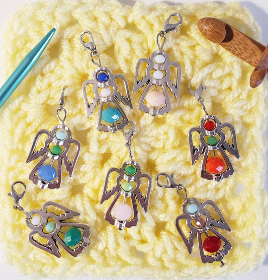 Angel Silver & Beads Stitch Markers
