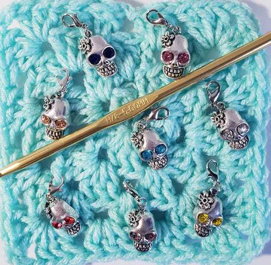 Skull Bead Eyes Stitch Markers