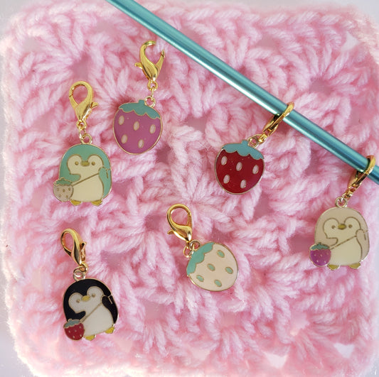 Penguin Strawberry Stitch Markers