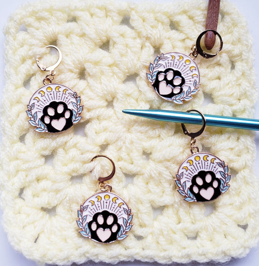 Cat Paw Moon Stitch Markers