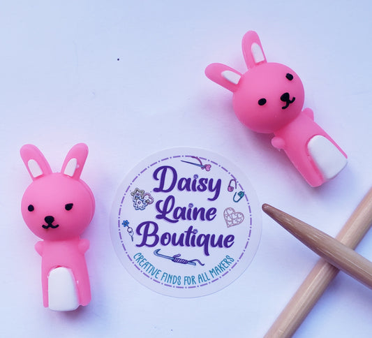 Pink Rabbit Knitting Needle Point Protectors