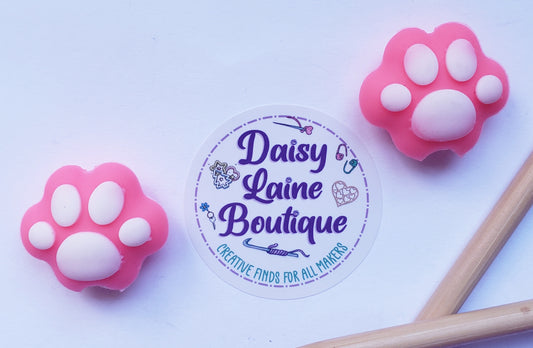 Pink Paw Print Knitting Needle Point Protectors
