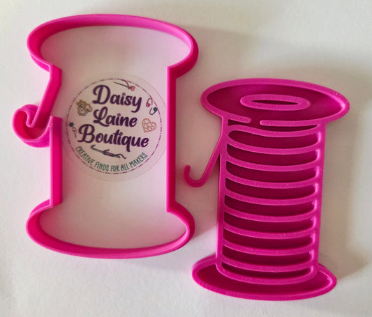 Thread Spool Sewing Quilting Cross Stitch Cookie Cutter & Stamp Set - Dough Biscuit Cutters 3D Printed