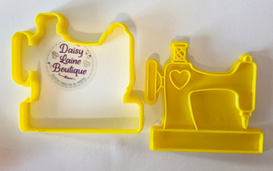 Hand Crank Sewing Machine Cookie Cutter & Stamp Set - Dough Biscuit Cutters 3D Printed