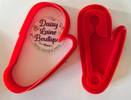 Safety Pin Open Sew Seamstress Cookie Cutter & Stamp Set - Dough Biscuit Cutters 3D Printed