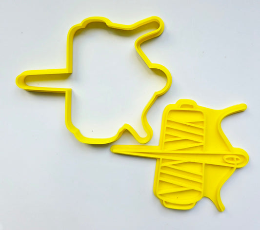 Thread Spool and Needle Cookie Cutter & Stamp Set - Dough Biscuit Cutters 3D Printed