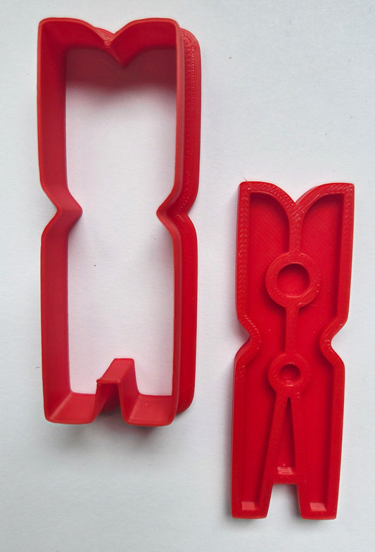 Clothes Pin Clothespin Cookie Cutter & Stamp Set - Dough Biscuit Cutters 3D Printed
