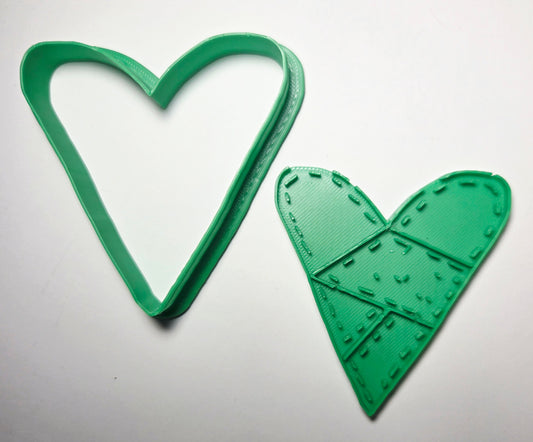 Patchwork Heart Cookie Cutter & Stamp Set - Dough Biscuit Cutters 3D Printed
