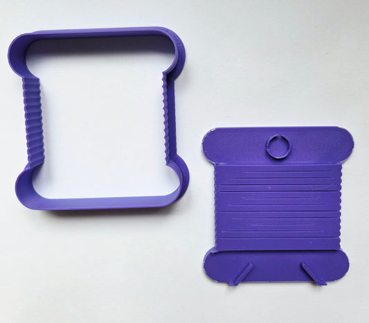 Cross Stitch Bobbin Floss Cookie Cutter & Stamp Set - Dough Biscuit Cutters 3D Printed