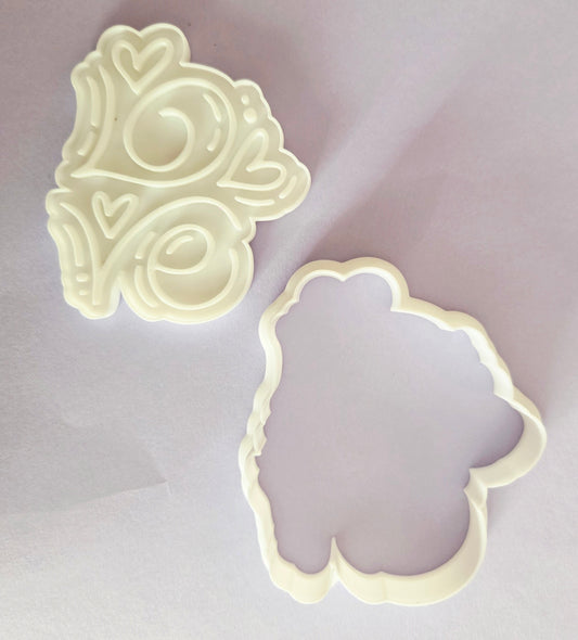 Love Word Heart Cookie Cutter & Stamp Set - Dough Biscuit Cutters 3D Printed