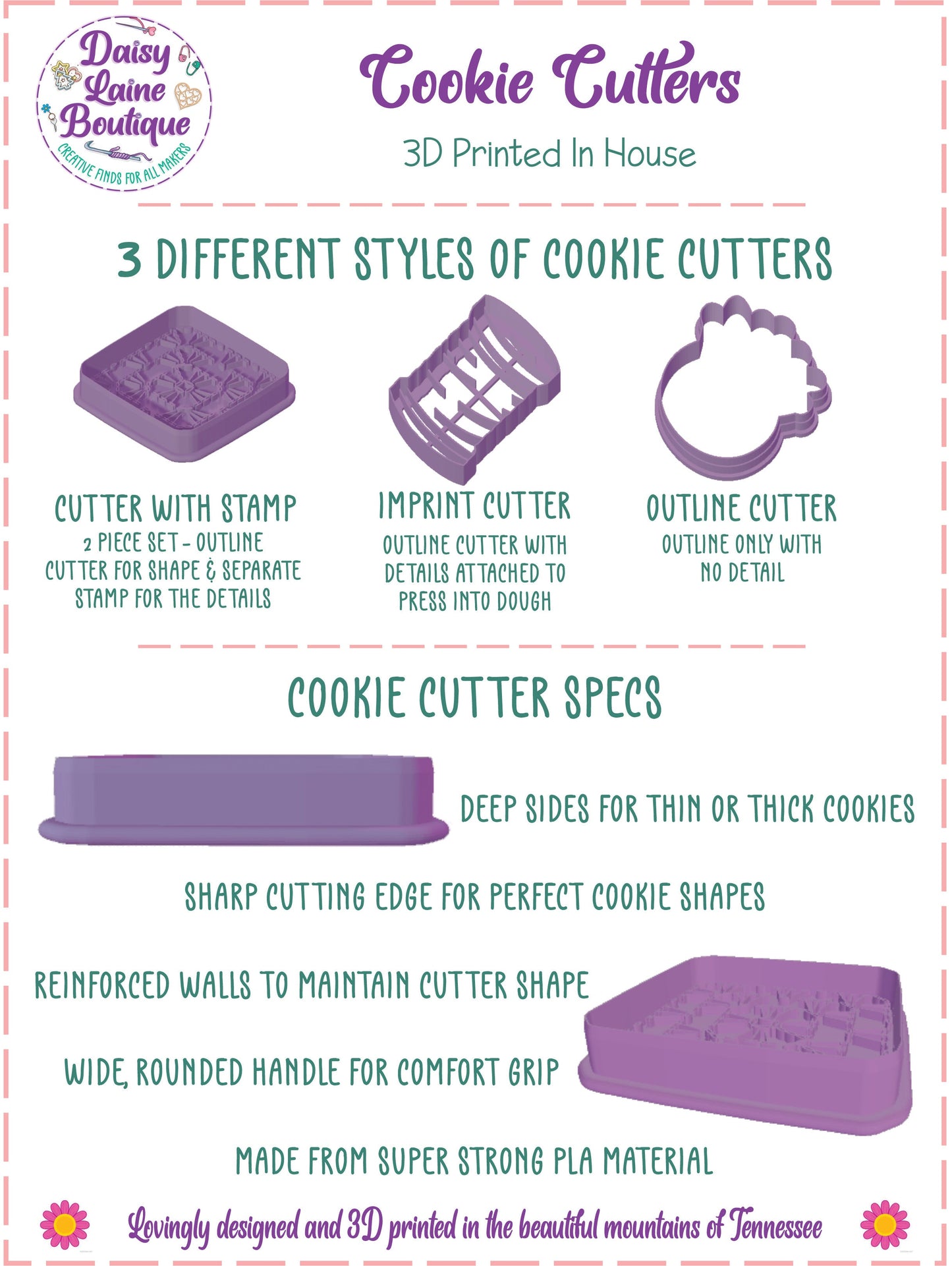 Knitting Needles Cookie Cutter & Stamp Set