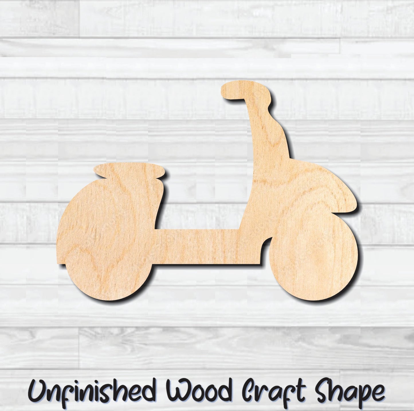 Scooter Moped Unfinished Wood Shape Blank Laser Engraved Cut Out Woodcraft Craft Supply