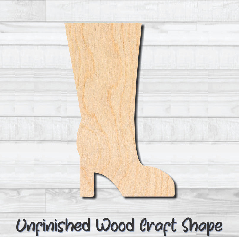 High Boot Shoes Unfinished Wood Shape Blank Laser Engraved Cutout Woodcraft Craft Supply