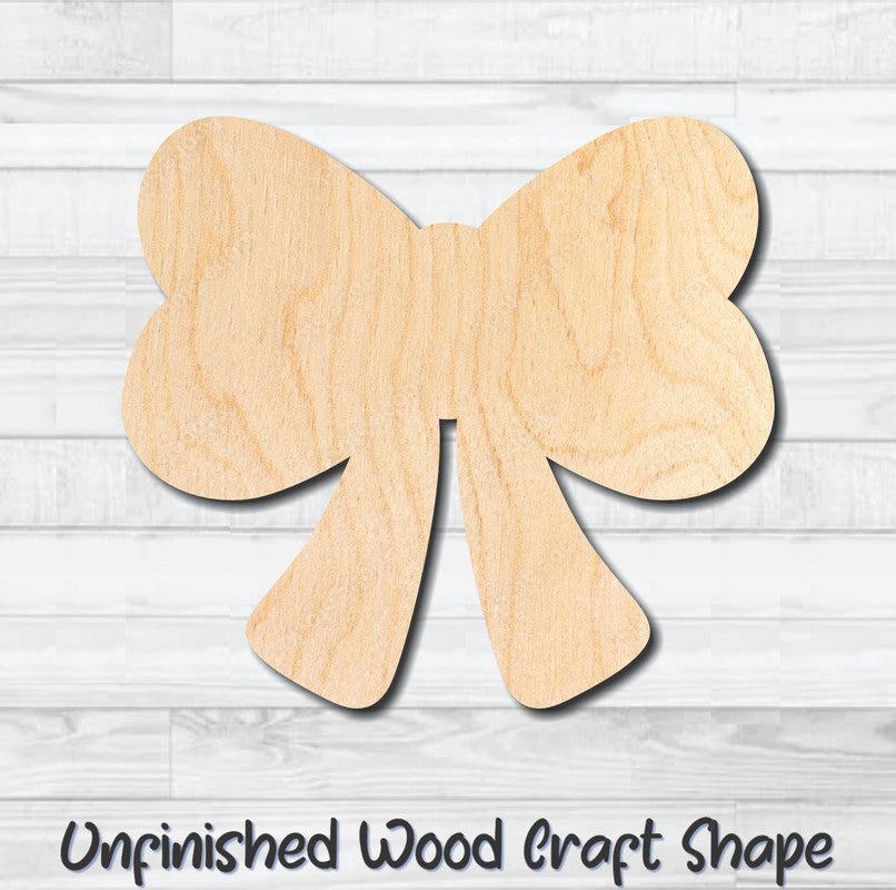 Bow 2 Unfinished Wood Shape Blank Laser Engraved Cutout Woodcraft Craft Supply