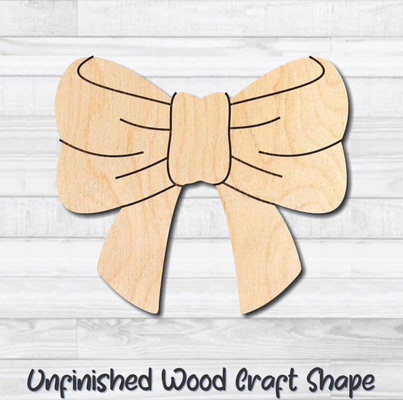 Bow 13 Unfinished Wood Shape Blank Laser Engraved Cutout Woodcraft Craft Supply