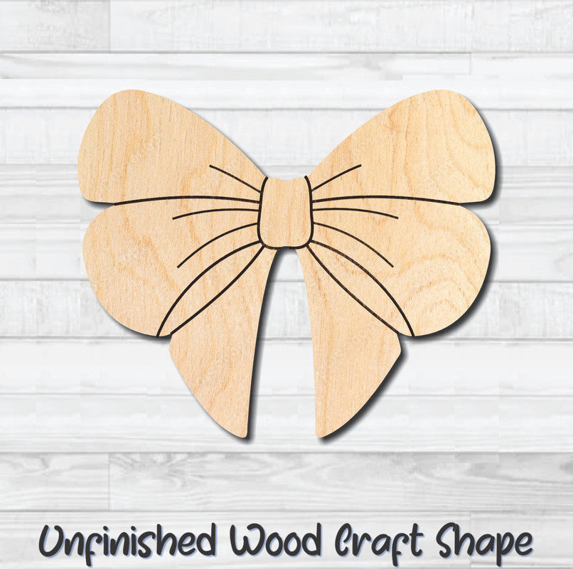 Bow 15 Unfinished Wood Shape Blank Laser Engraved Cutout Woodcraft Craft Supply