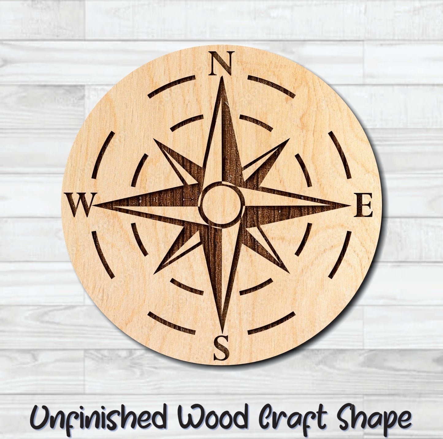 Compass Nautical 3 Unfinished Wood Shape Blank Laser Engraved Cut Out Woodcraft Craft Supply