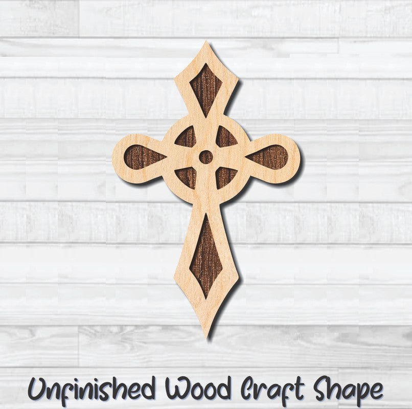 Cross Christian Religion 2 Unfinished Wood Shape Blank Laser Engraved Cutout Woodcraft Craft Supply