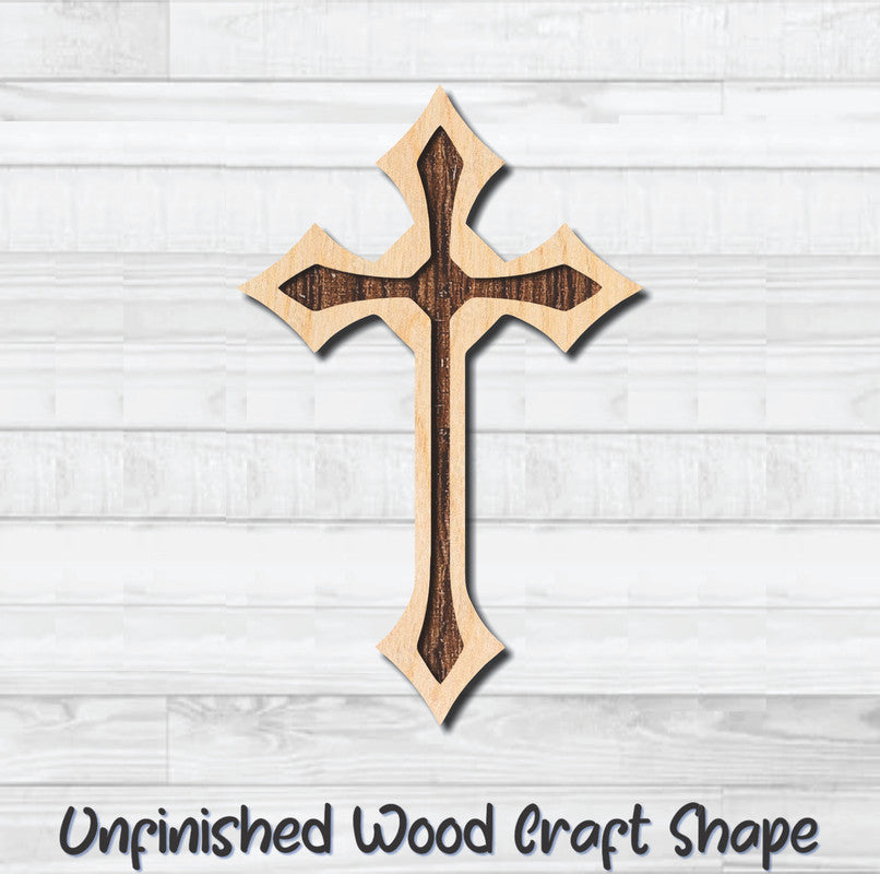 Cross Christian Religion 12 Unfinished Wood Shape Blank Laser Engraved Cutout Woodcraft Craft Supply