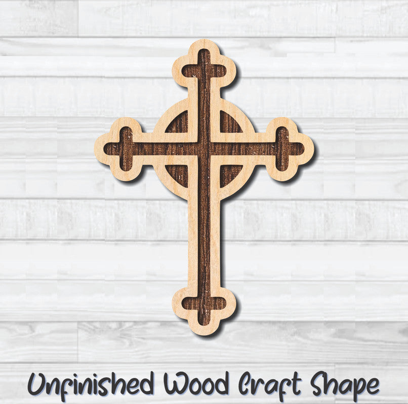 Cross Christian Religion 13 Unfinished Wood Shape Blank Laser Engraved Cutout Woodcraft Craft Supply