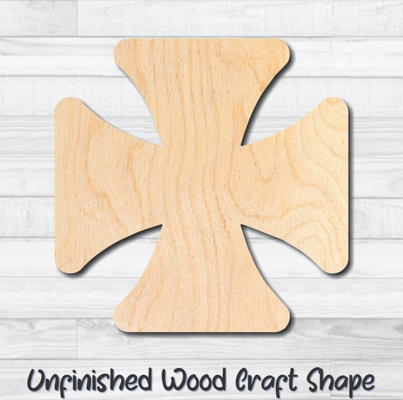 Maltese Cross 1 Firefighter Unfinished Wood Shape Blank Laser Engraved Cutout Woodcraft Craft Supply