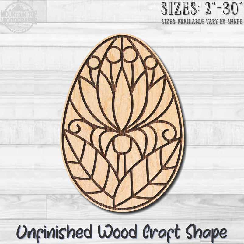 Floral Coloring Easter Egg 8 Unfinished Wood Shape Blank Laser Engraved Cutout Woodcraft Craft Supply