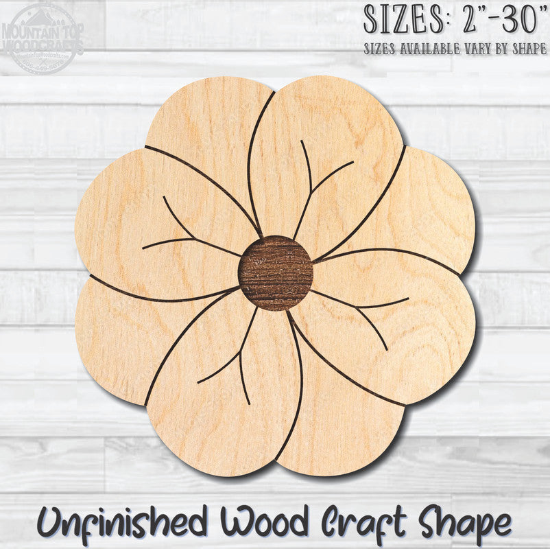 Daisy Flower 13 Unfinished Wood Shape Blank Laser Engraved Cutout Woodcraft Craft Supply