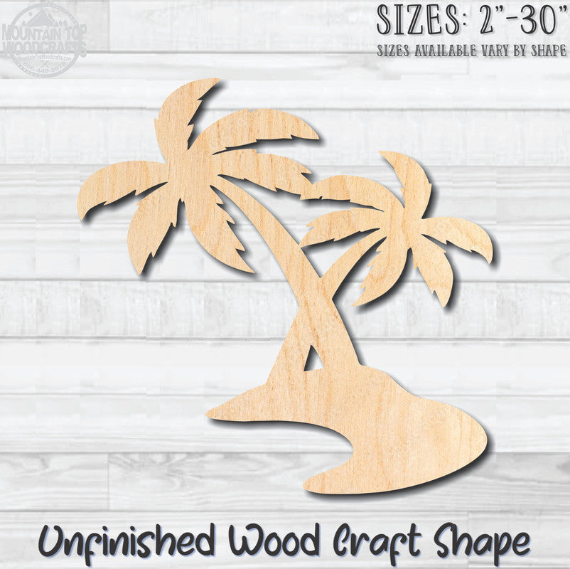 Beach Scene 4 Unfinished Wood Shape Blank Laser Engraved Cutout Woodcraft Craft Supply
