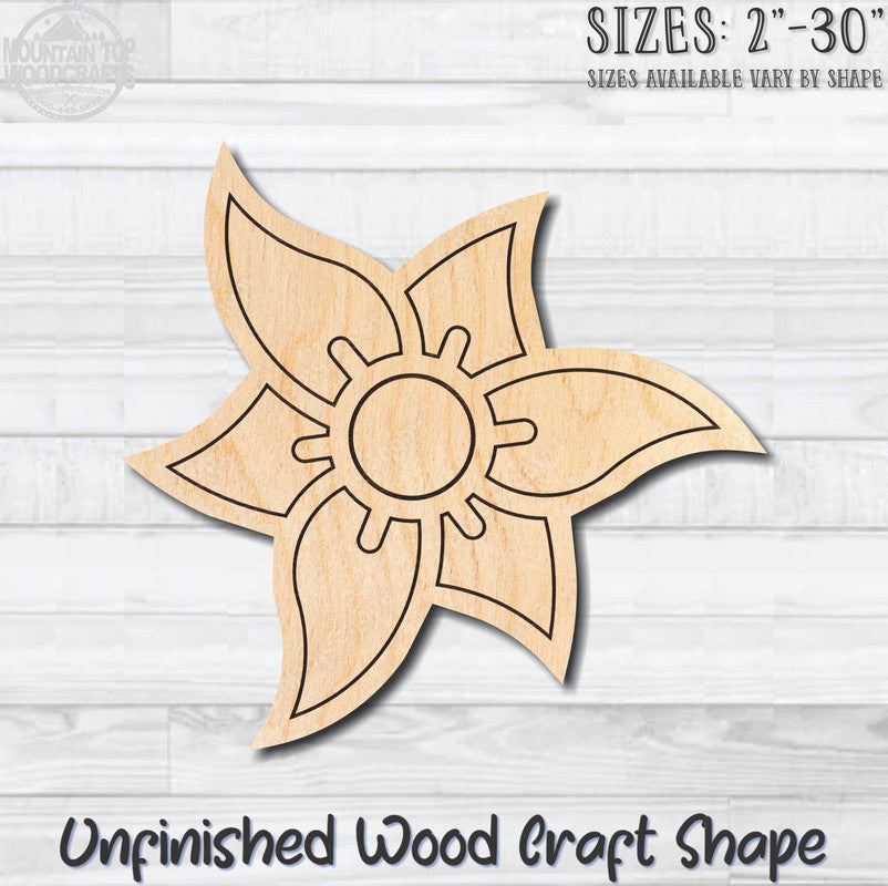 Flower Detailed 11 Unfinished Wood Shape Blank Laser Engraved Cutout Woodcraft Craft Supply