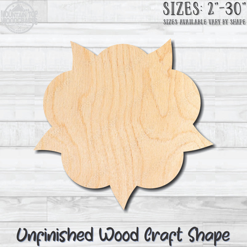 Flower 8 Unfinished Wood Shape Blank Laser Engraved Cutout Woodcraft Craft Supply