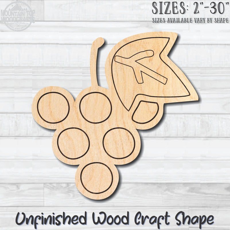 Grapes Food Vegetable Fruit Unfinished Wood Shape Blank Laser Engraved Cutout Woodcraft Craft Supply
