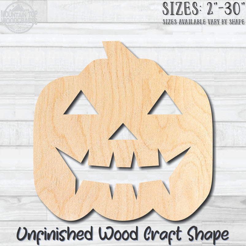Jack O'Lantern 10 Halloween Unfinished Wood Shape Blank Laser Engraved Cutout Woodcraft Craft Supply