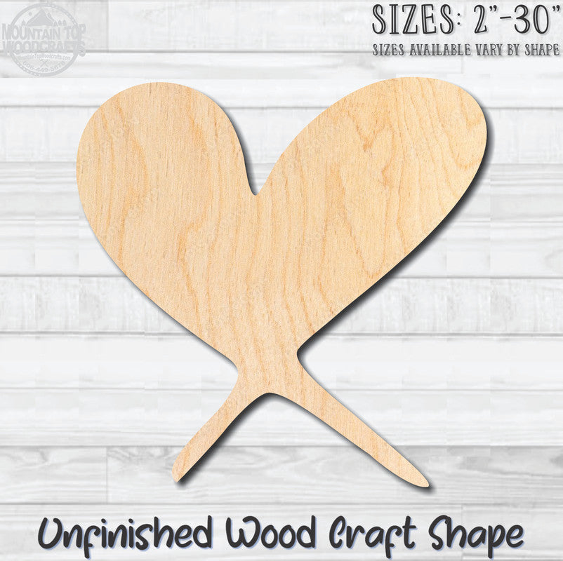 Heart with Curves 2 Unfinished Wood Shape Blank Laser Engraved Cutout Woodcraft Craft Supply
