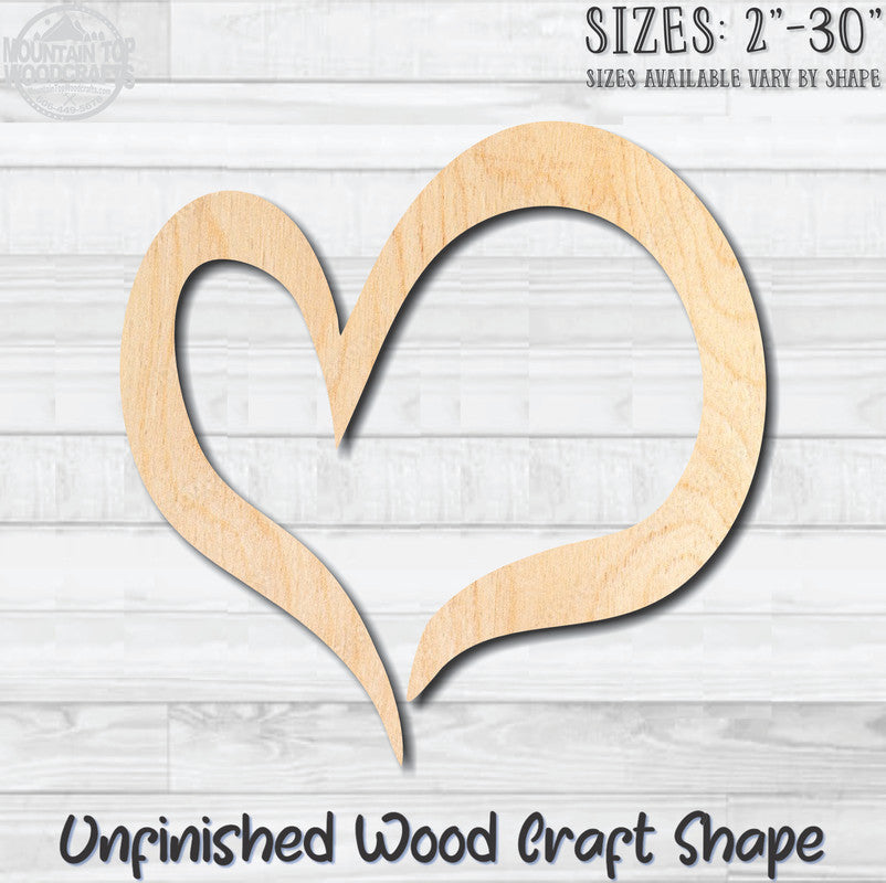 Heart Outline 7 Unfinished Wood Shape Blank Laser Engraved Cutout Woodcraft Craft Supply