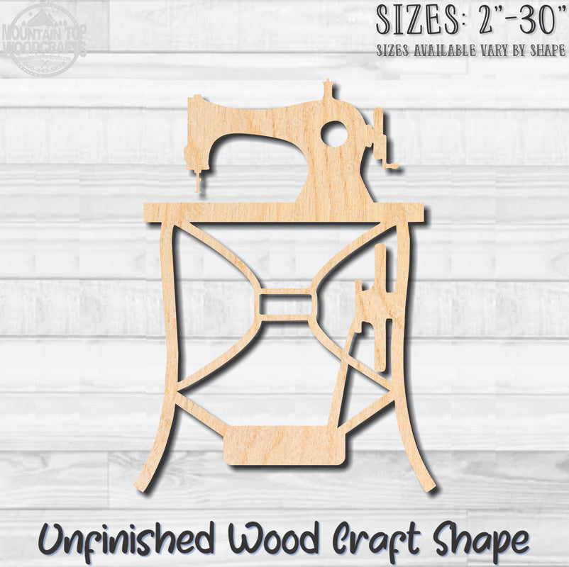 Treadle Sewing Machine Unfinished Wood Shape Blank Laser Engraved Cut Out Woodcraft Craft Supply