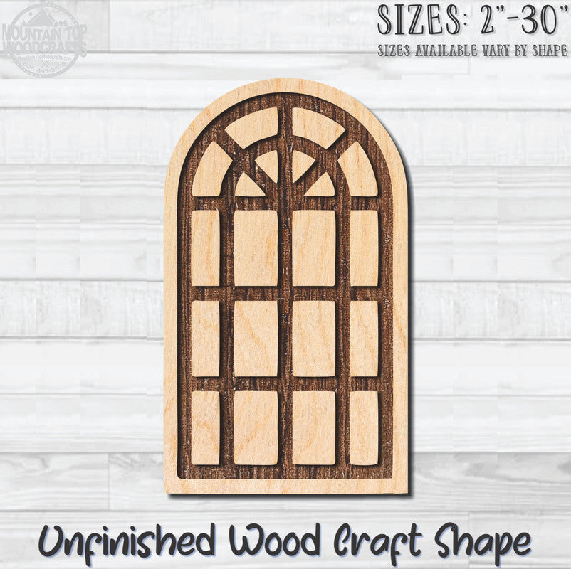 Stained Glass Window 10 Unfinished Wood Shape Blank Laser Engraved Cut Out Woodcraft Craft Supply