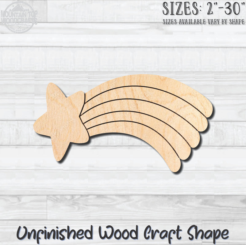 Star Rainbow Banner Unfinished Wood Shape Blank Laser Engraved Cut Out Woodcraft Craft Supply