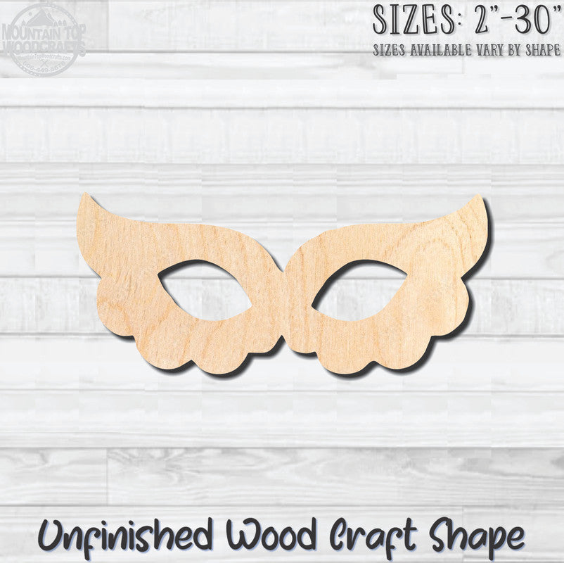 Masquerade Mardi Gras Mask 22 Unfinished Wood Shape Blank Laser Engraved Cutout Woodcraft Craft Supply