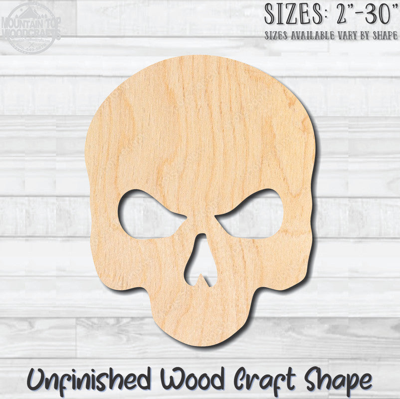 Skull 4 Unfinished Wood Shape Blank Laser Engraved Cut Out Woodcraft Craft Supply