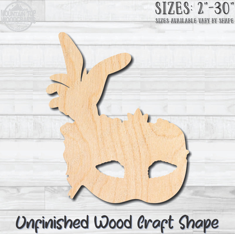 Masquerade Mardi Gras Mask 37 Unfinished Wood Shape Blank Laser Engraved Cutout Woodcraft Craft Supply
