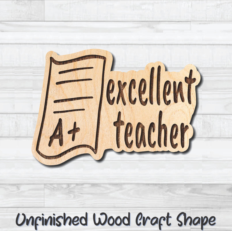 Excellent Teacher 100% Wording Unfinished Wood Shape Craft Blank Laser Cutout Woodcraft Supply