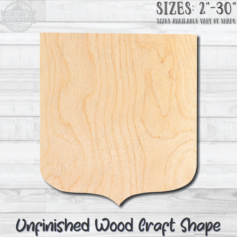 Shield Badge 3 Unfinished Wood Shape Blank Laser Engraved Cut Out Woodcraft Craft Supply