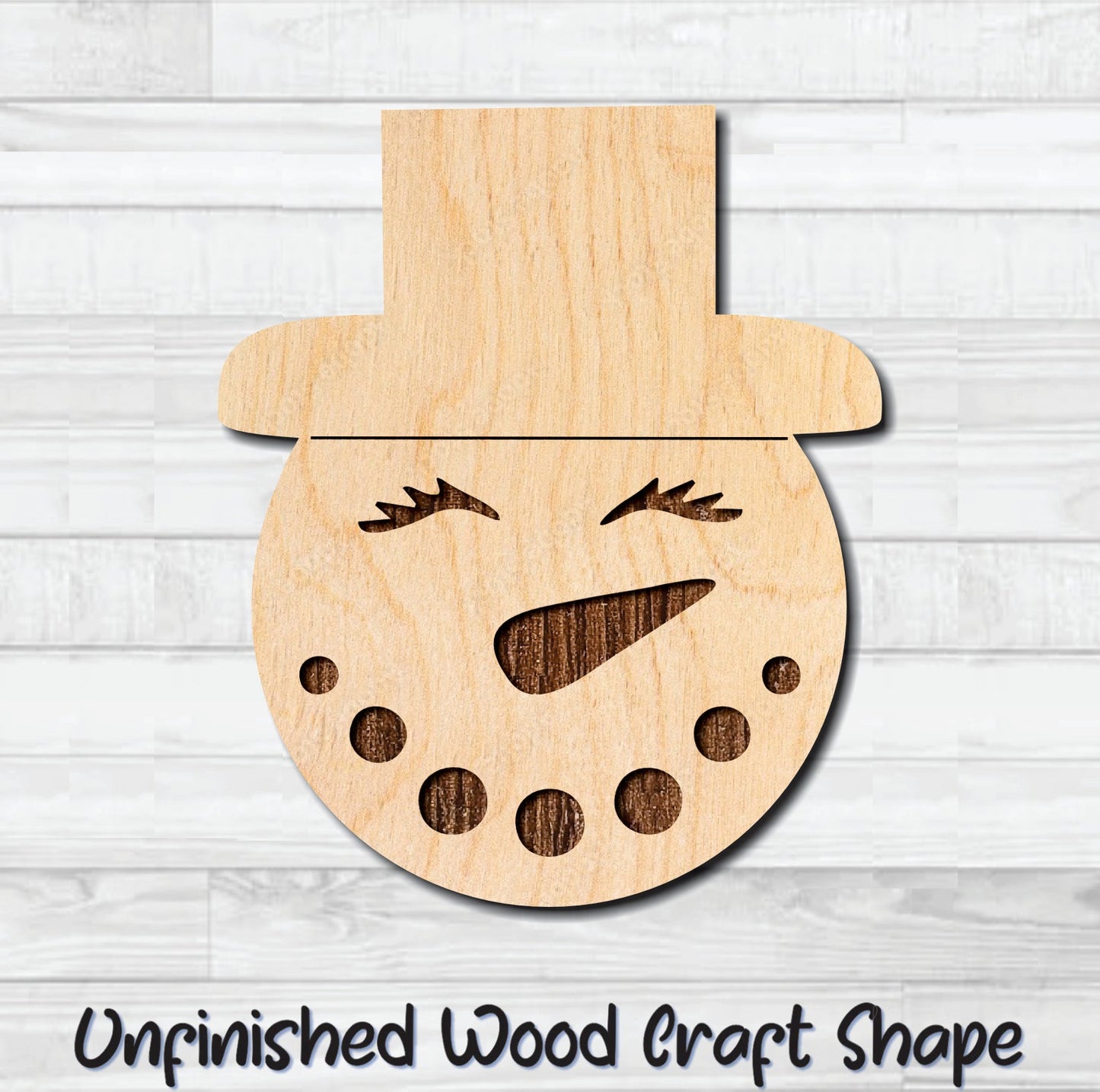 Snowman Face 1 Unfinished Wood Shape Blank Laser Engraved Cut Out Woodcraft Craft Supply