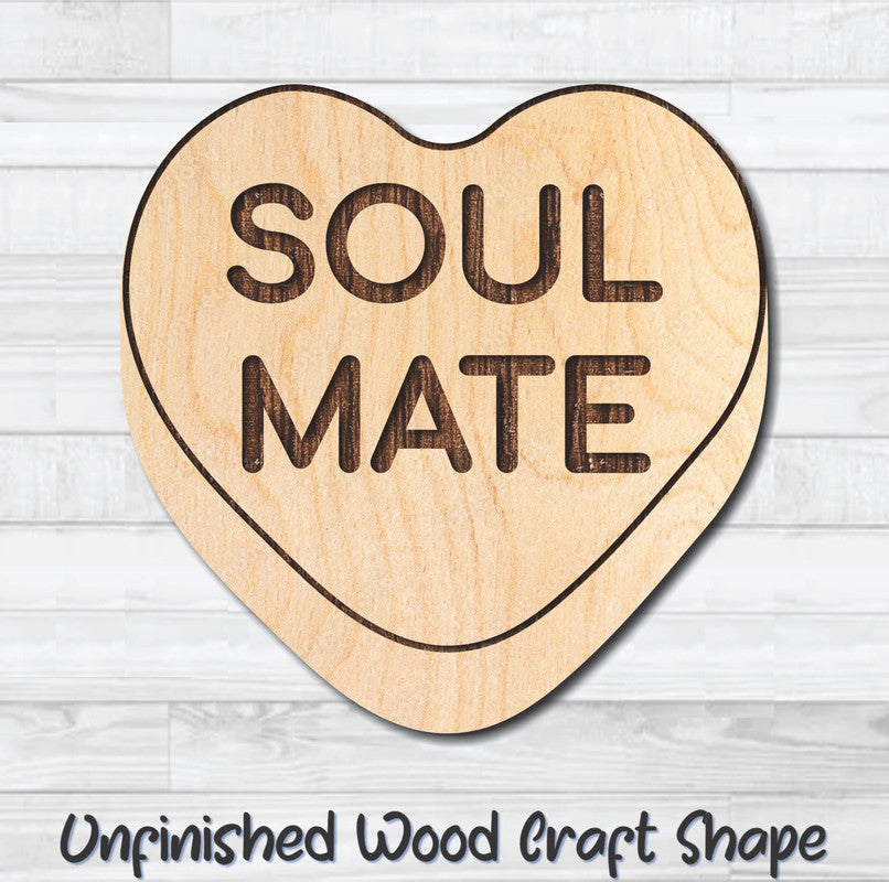 Soul Mate Conversation Valentine Heart Unfinished Wood Shape Blank Laser Engraved Cutout Woodcraft Craft Supply