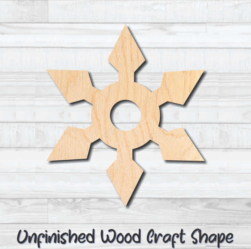 Throwing Star 3 Unfinished Wood Shape Blank Laser Engraved Cut Out Woodcraft Craft Supply