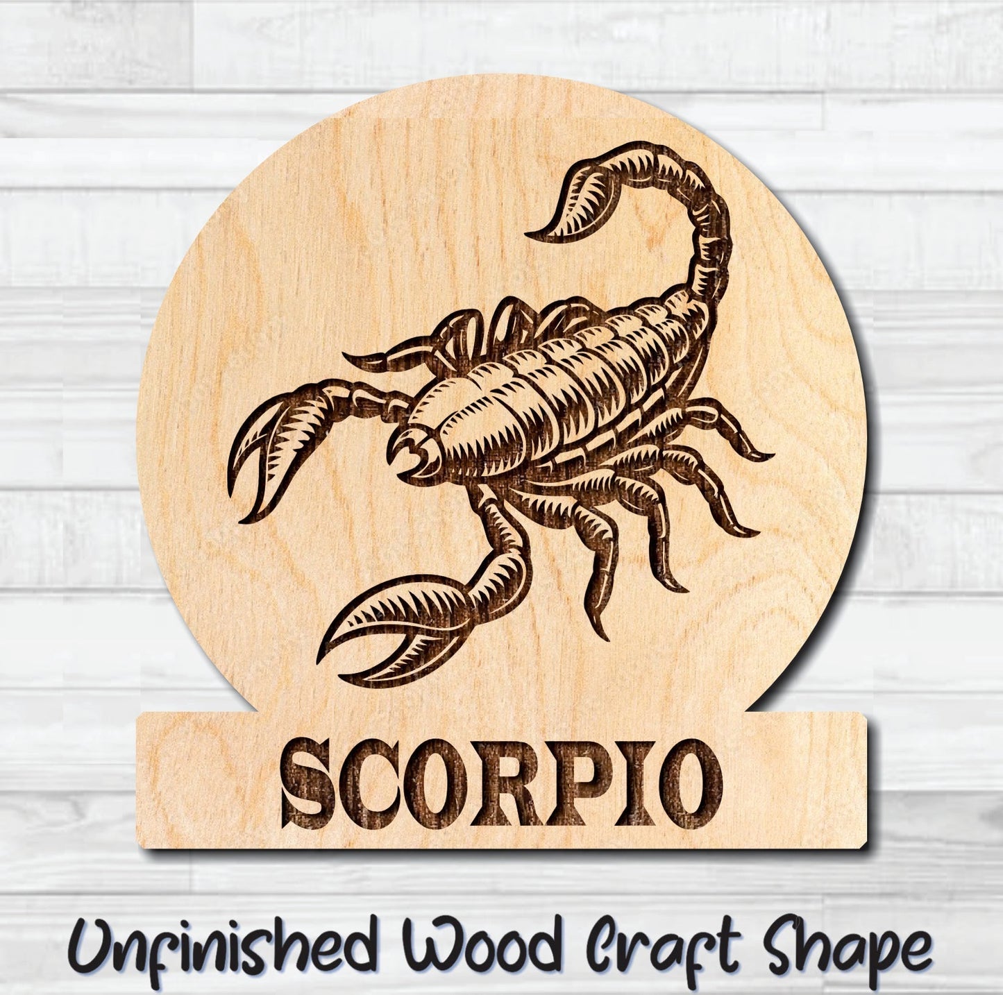 Scorpio Zodiac Sign Unfinished Wood Shape Blank Laser Engraved Cutout Woodcraft Craft Supply