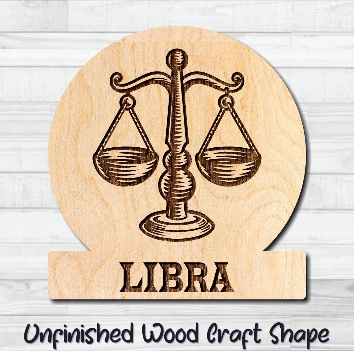 Libra Zodiac Sign Unfinished Wood Shape Blank Laser Engraved Cutout Woodcraft Craft Supply