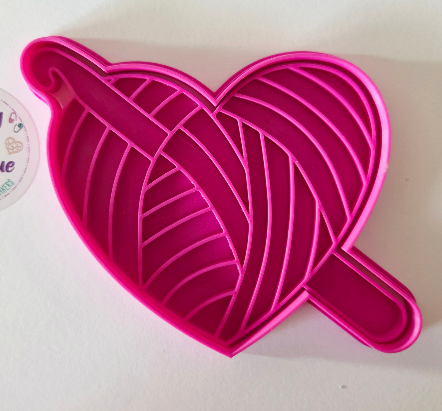 Crochet Hook Heart Cookie Cutter Stamp Set