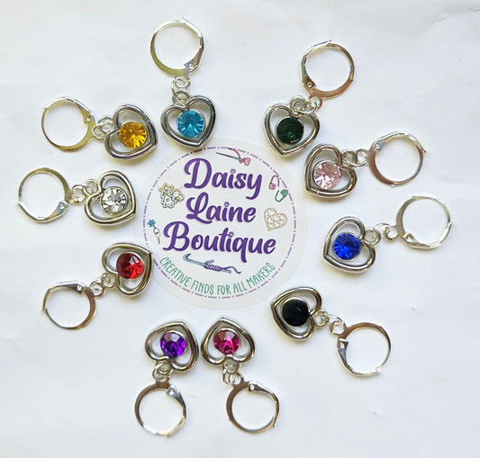 Heart Gemstone Stitch Markers / Progress Keepers for Amigurumi, Crochet & Knitting - Set of 4